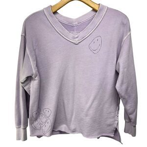 American Eagle x The Smiley Company Oversized V Neck Sweatshirt Womens XS